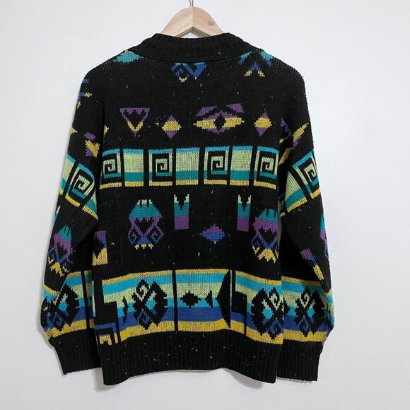 Vintage Jane Adams 90s Geometric Print Pullover Knit Sweater - Picture 6 of 7